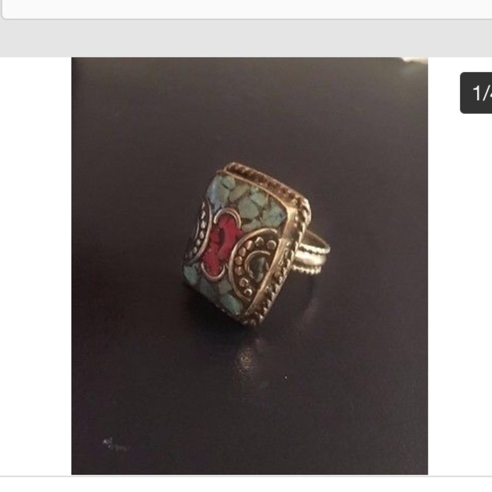 Nepali Artistic made ring size 6.75 tribal jewel